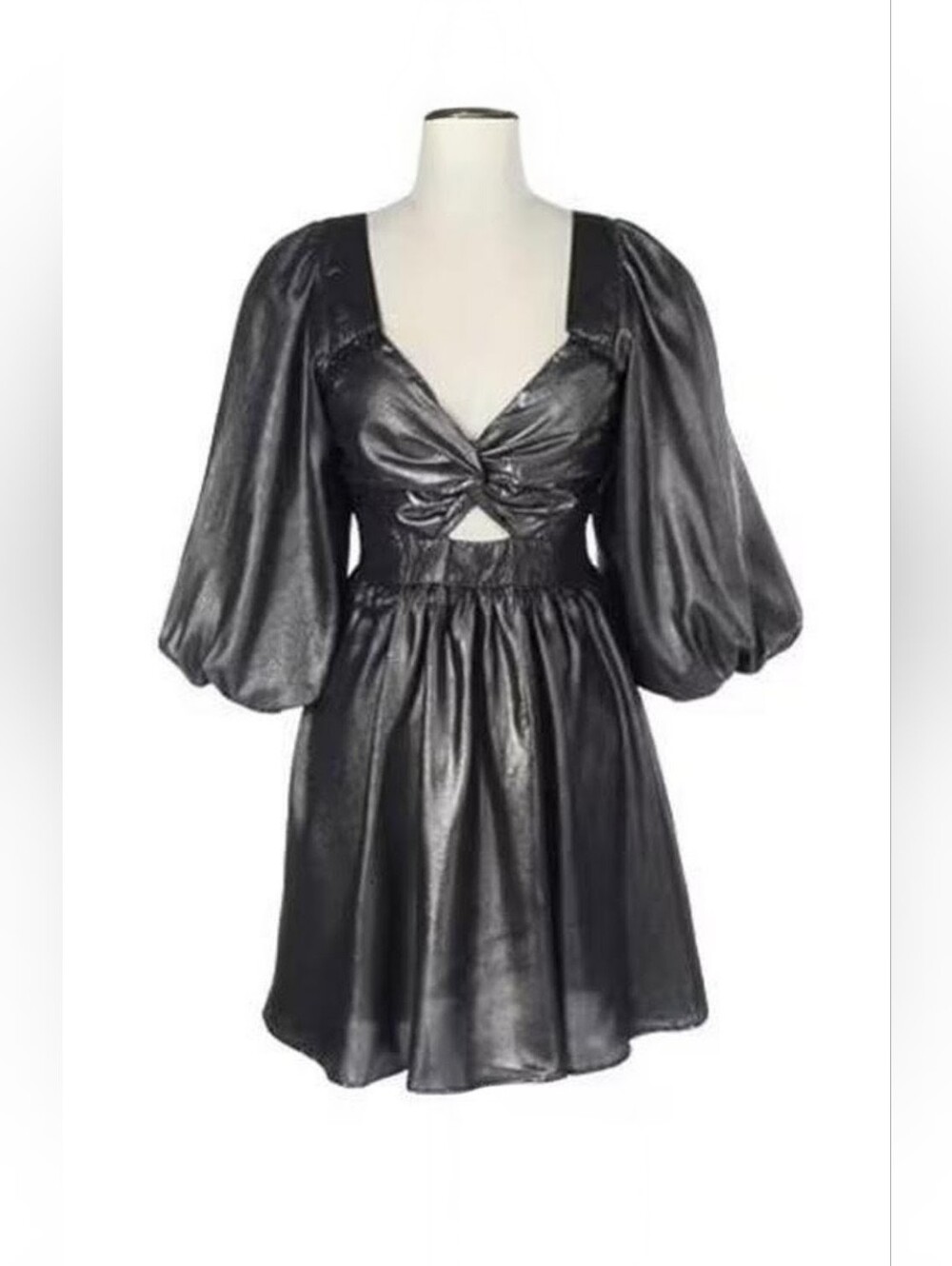 NWT! Metallic Glam Babydoll Women's Fall Cutout Mini Cocktail Party Dress Small